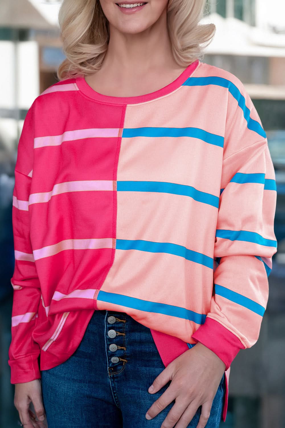 Plus size rose stripe tee