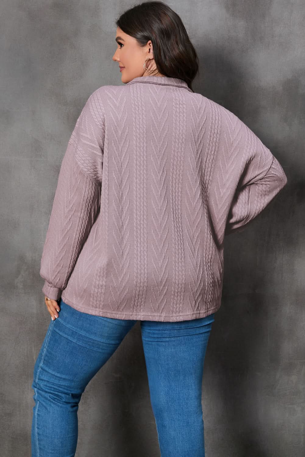 Plus size zip neck pullover