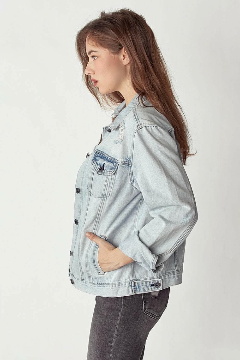 Premium RISEN Distressed Button Up Jacket