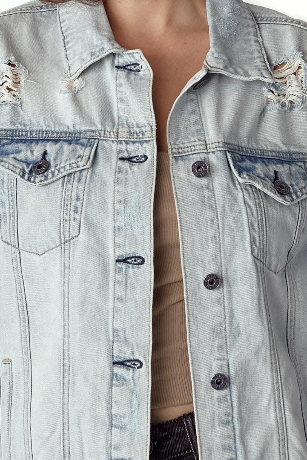 Premium RISEN Distressed Button Up Jacket