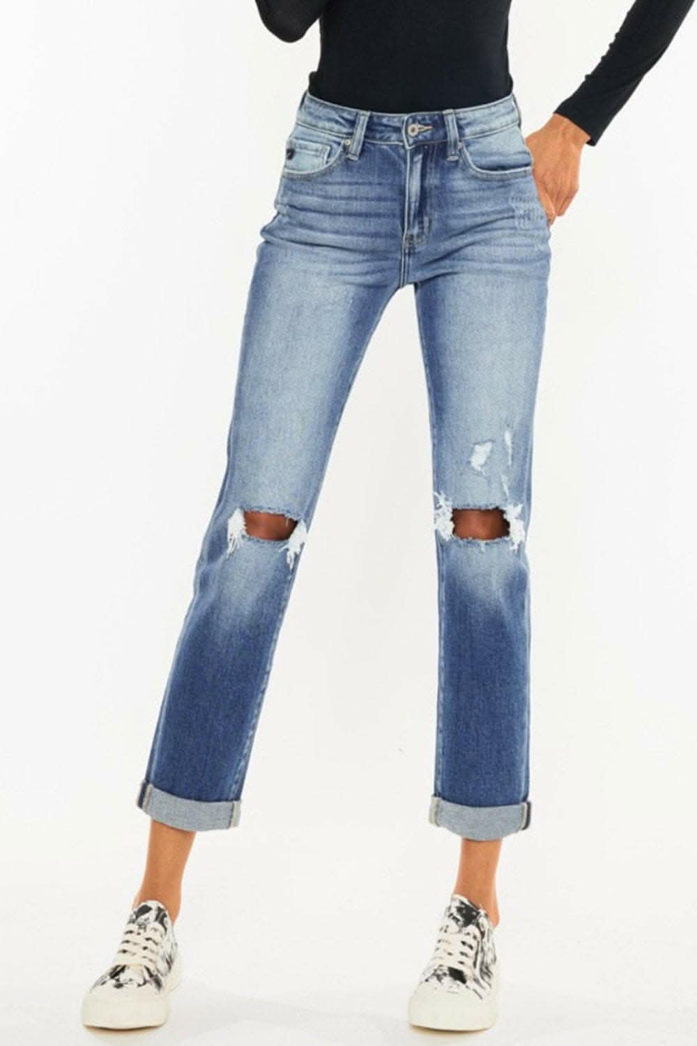 Premium Rebel Chic Distressed Cropped Jeans