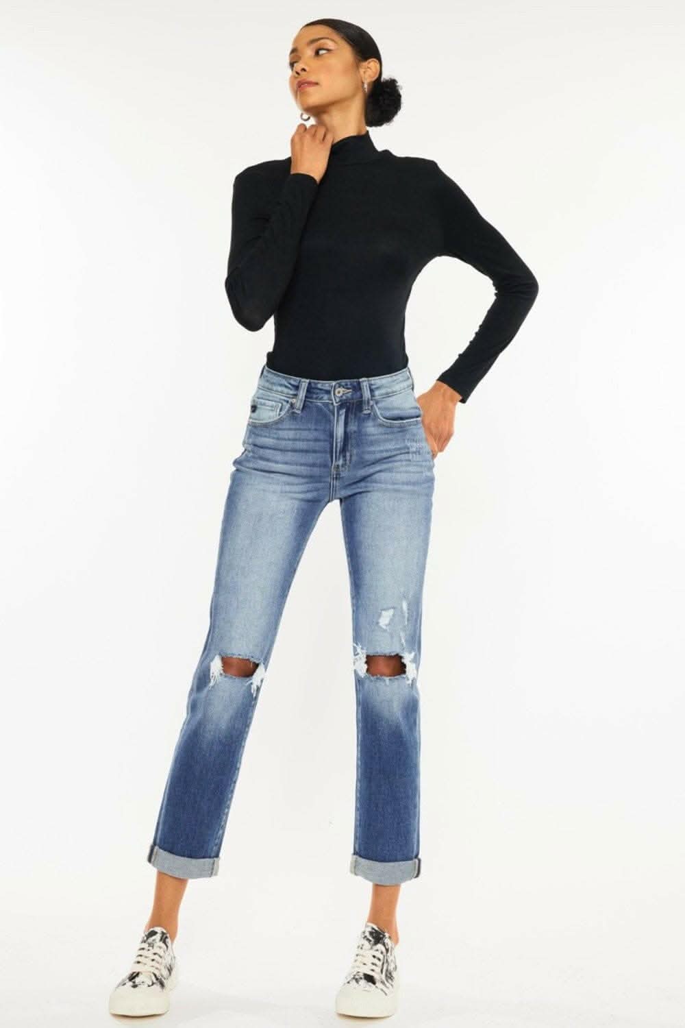 Premium Rebel Chic Distressed Cropped Jeans