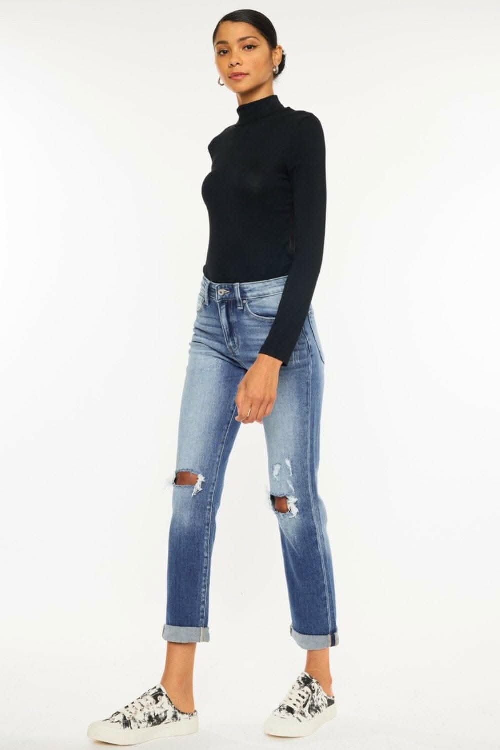 Premium Rebel Chic Distressed Cropped Jeans