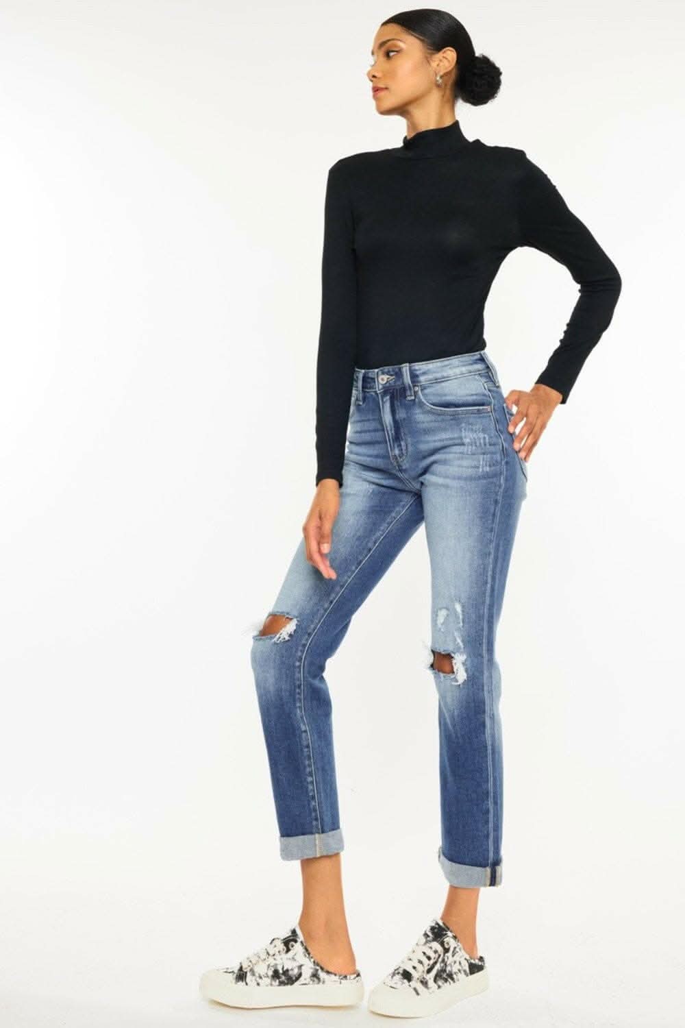 Premium Rebel Chic Distressed Cropped Jeans