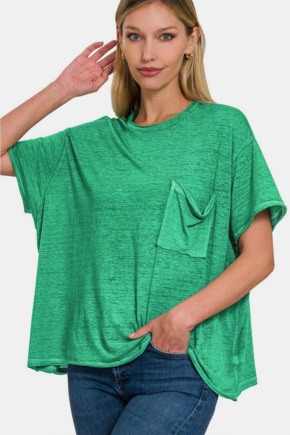 Relaxed Fit Round Neck T-Shirt with Pocket