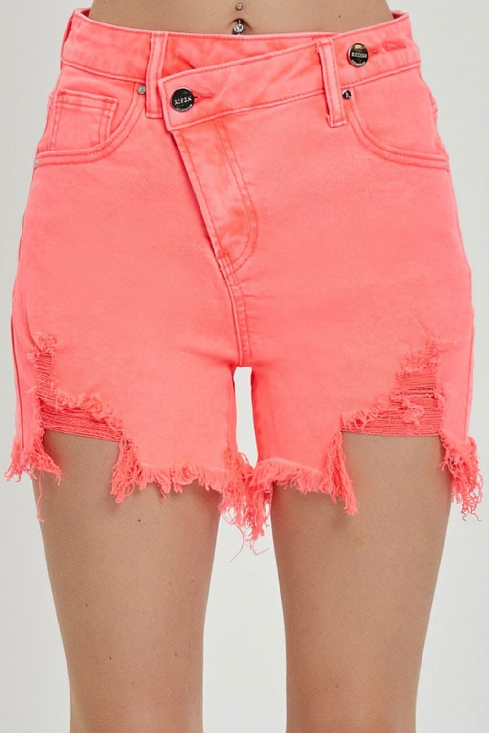 Premium Risen asymmetrical denim shorts