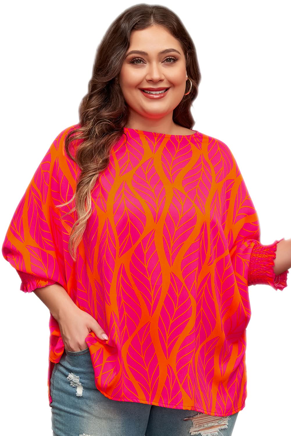 Rose leafy plus size blouse