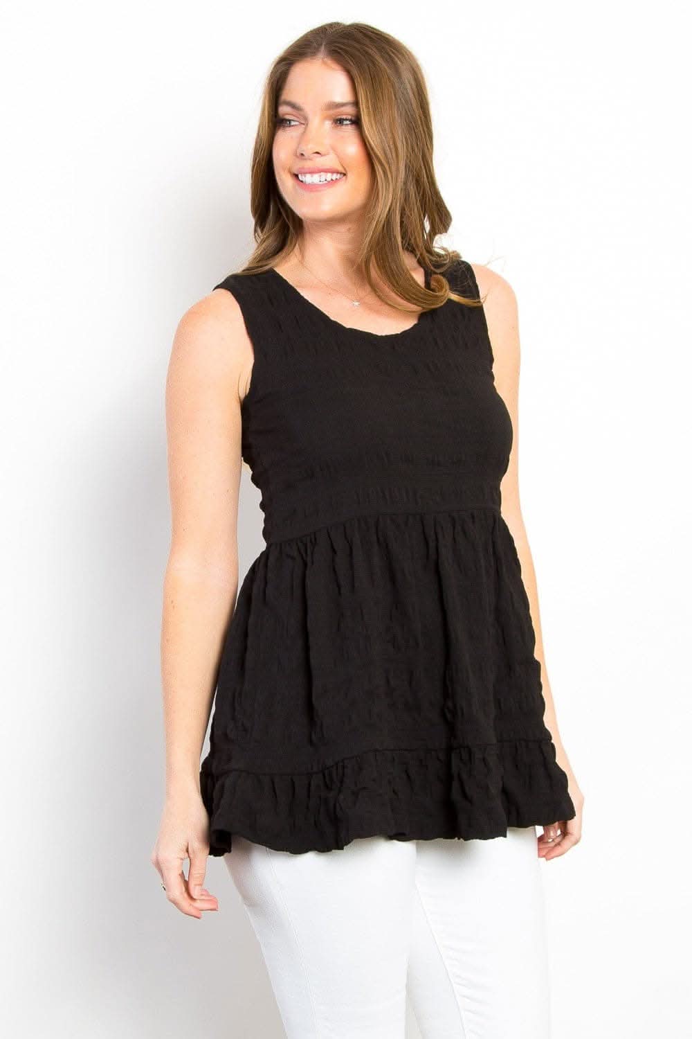Ruffled sleeveless babydoll top