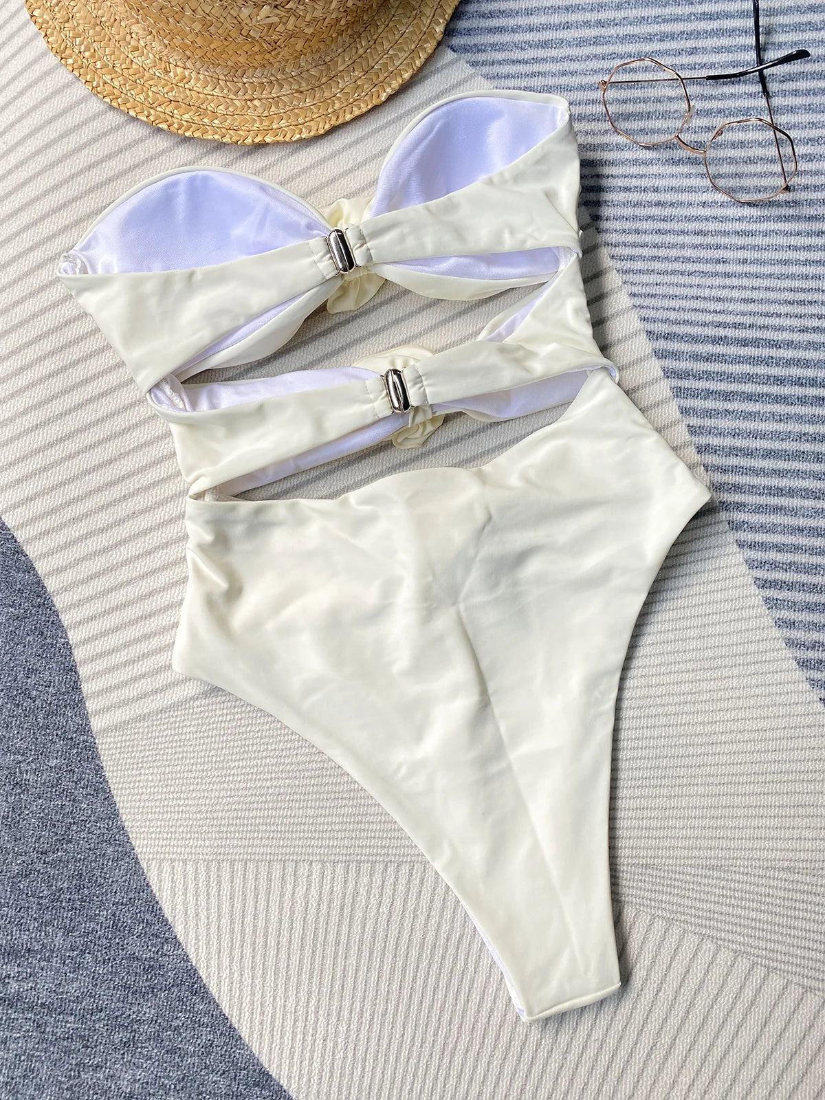 Premium Oceana One Piece Swimsuit in White and Pink for Women