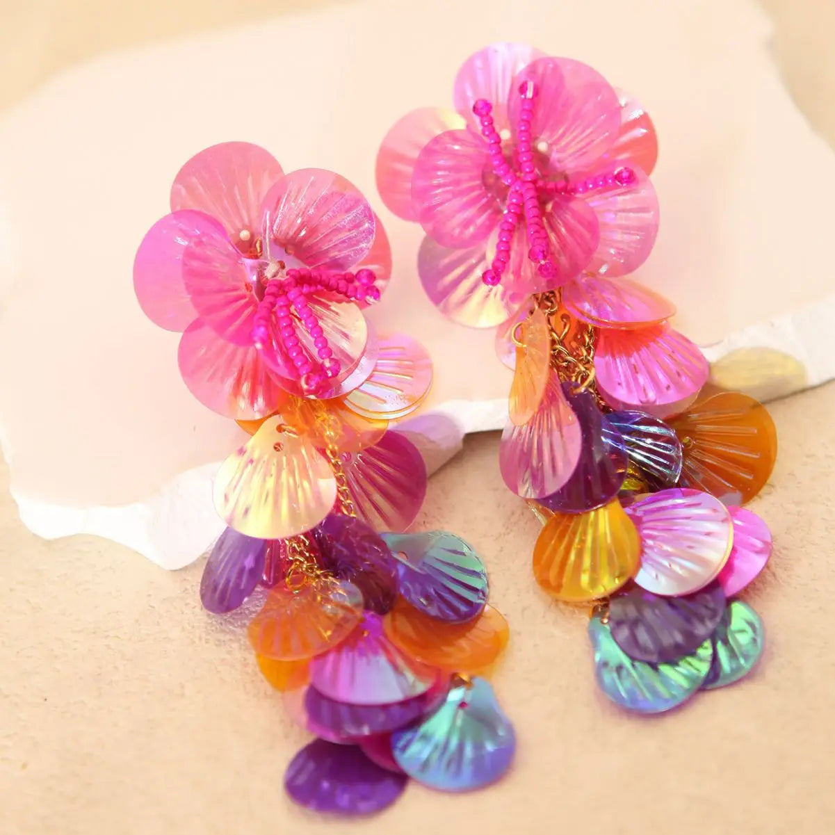 Premium Colorful Shiny Large Shell Earrings for Bold Fashion Style