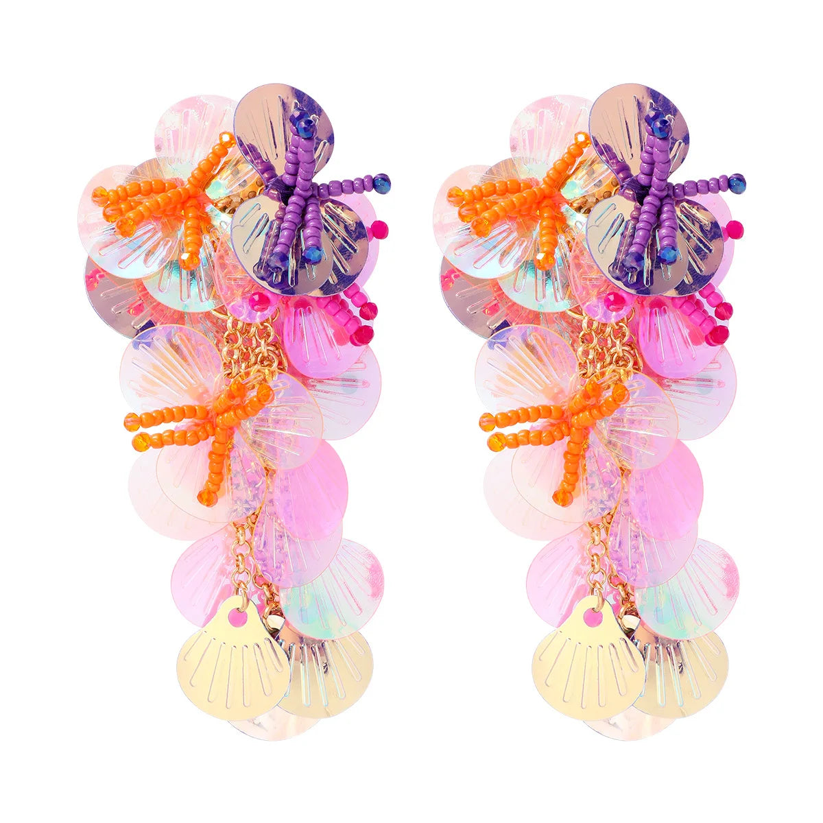 Premium Colorful Shiny Large Shell Earrings for Bold Fashion Style