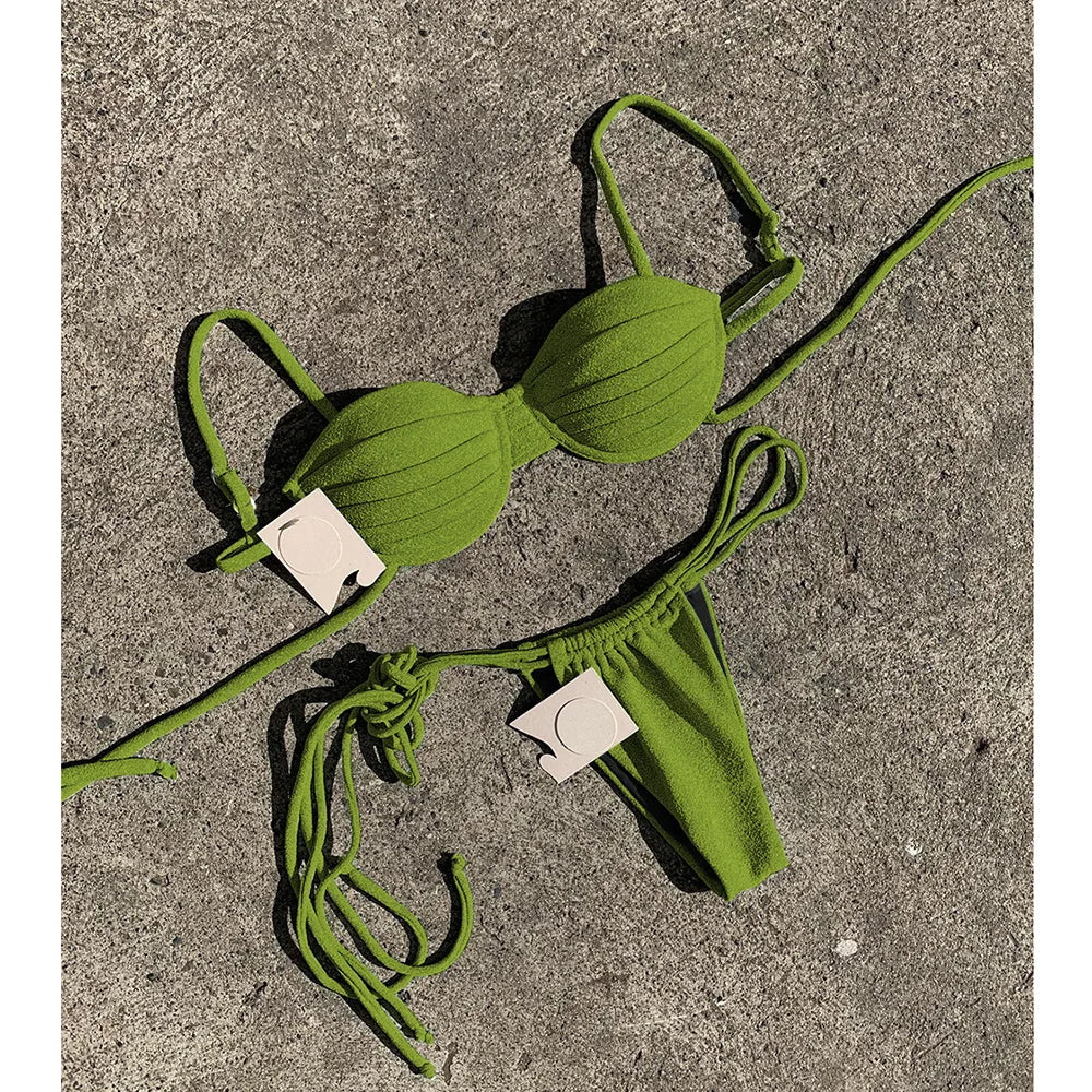 Premium Flava Two Piece Swimsuit with Floral Lace-Up Detail