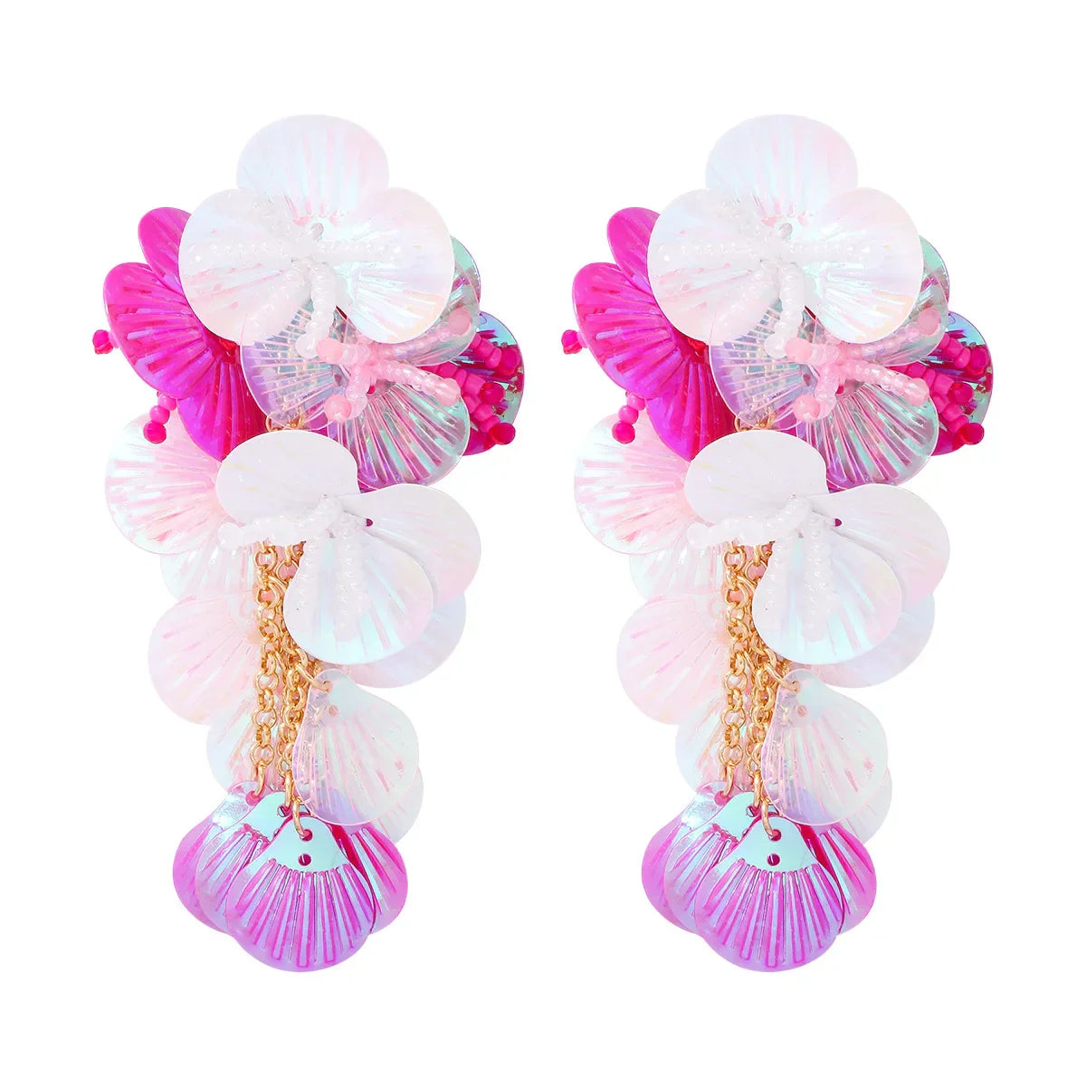Premium Colorful Shiny Large Shell Earrings for Bold Fashion Style