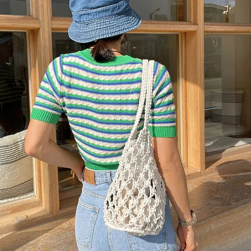 Premium Stylish Mesh Rope Knitted Bucket Shoulder Bag for All Occasions