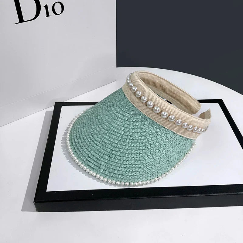 Premium Casual Pearl Sun Visor Beach Hat for Stylish Sun Protection