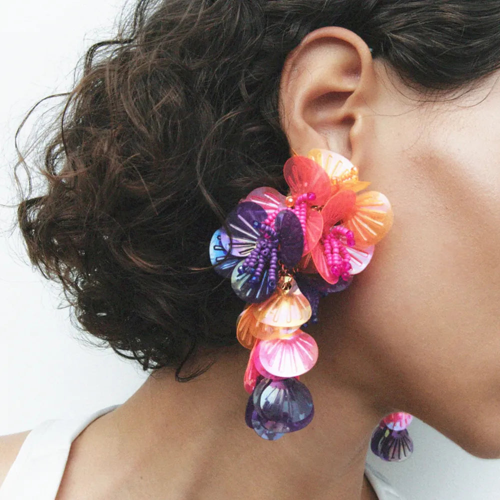 Premium Colorful Shiny Large Shell Earrings for Bold Fashion Style