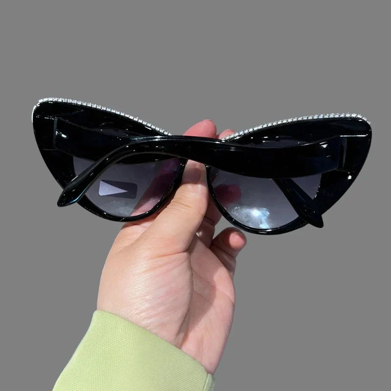 Premium Hand Designed Bejeweled Sunglasses in Oversized Cat Eye Style