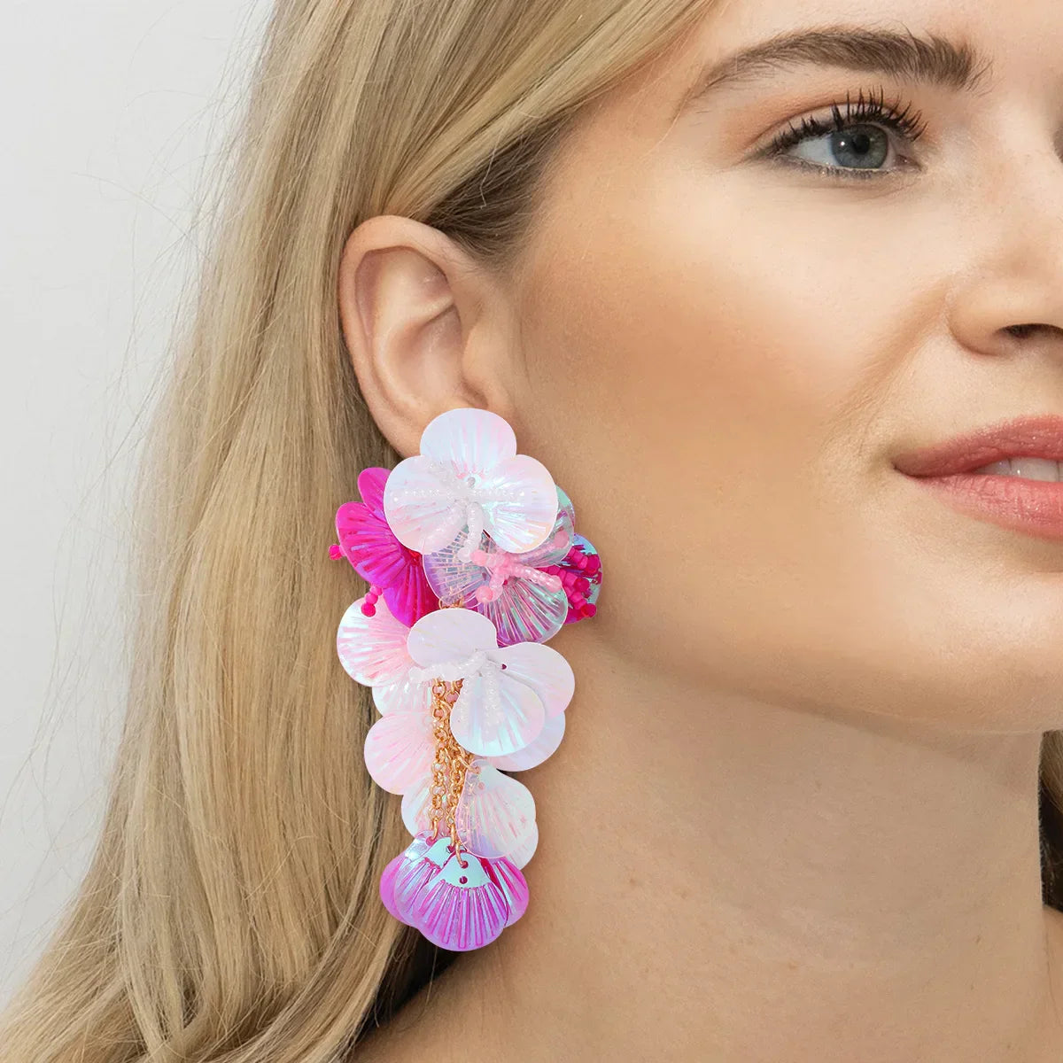 Premium Colorful Shiny Large Shell Earrings for Bold Fashion Style