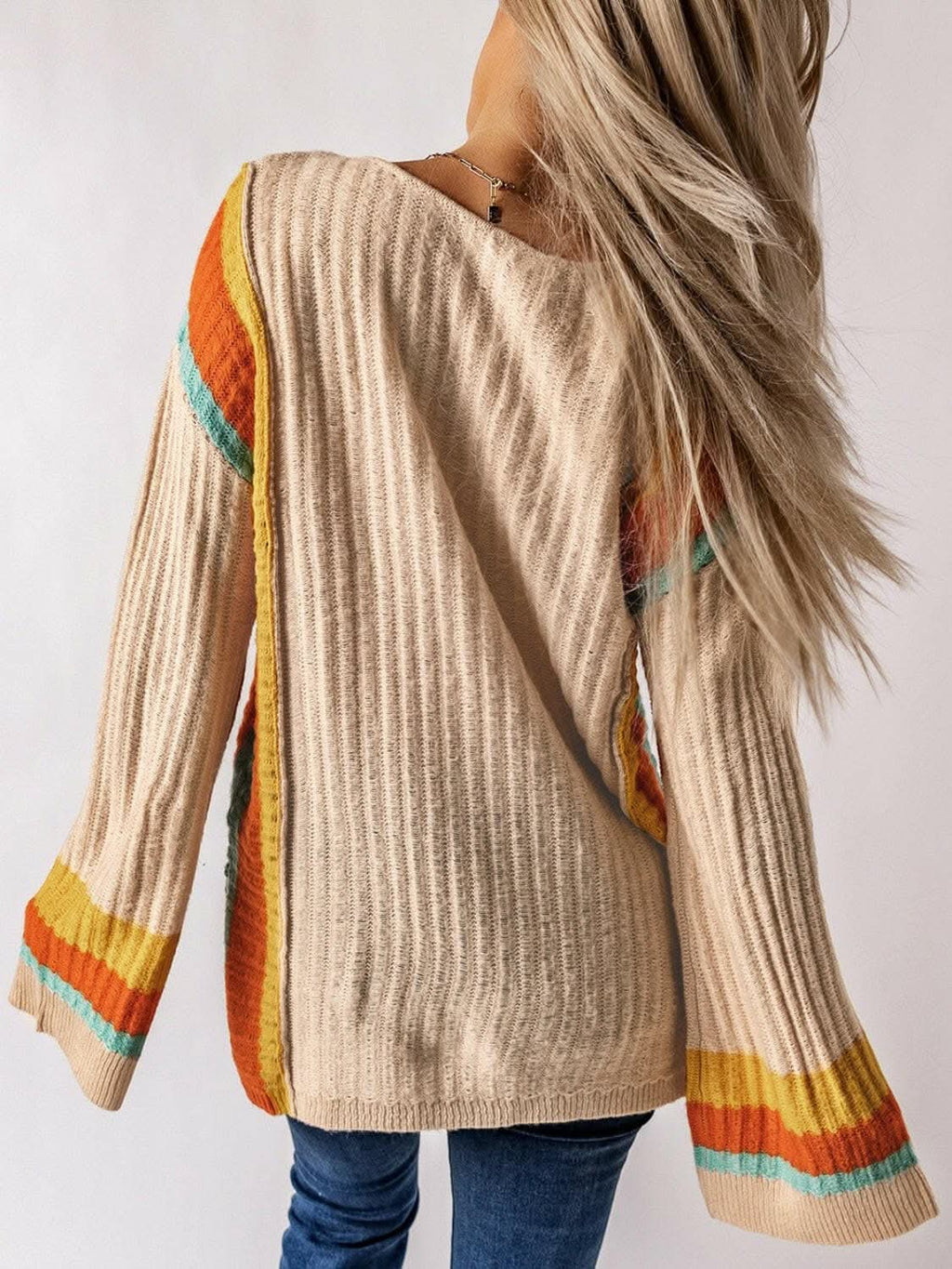 Striped Acrylic Long Sleeve Sweater