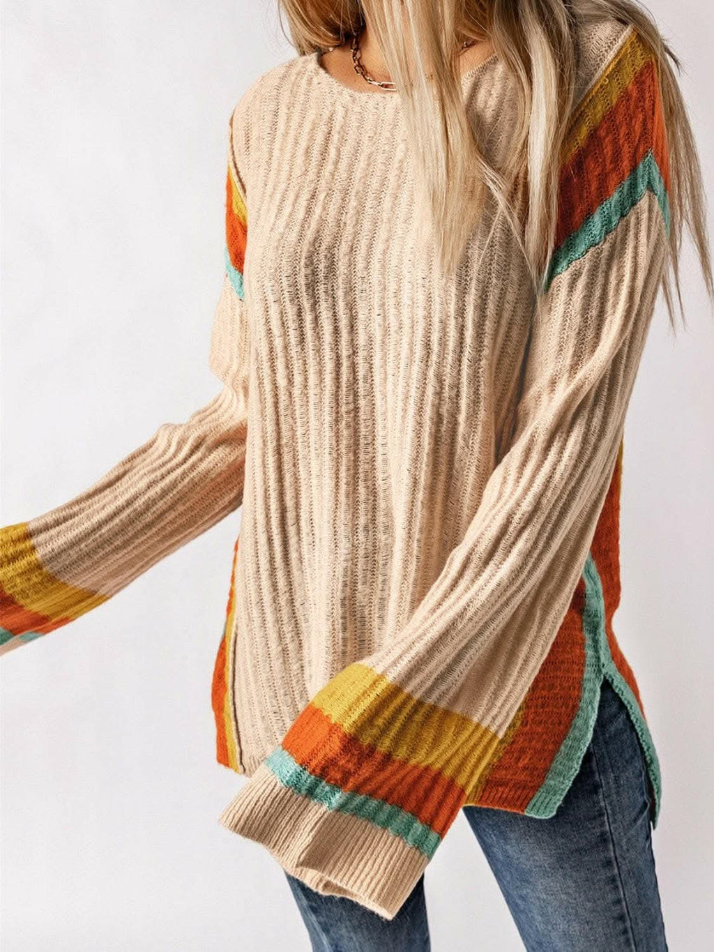Striped Acrylic Long Sleeve Sweater
