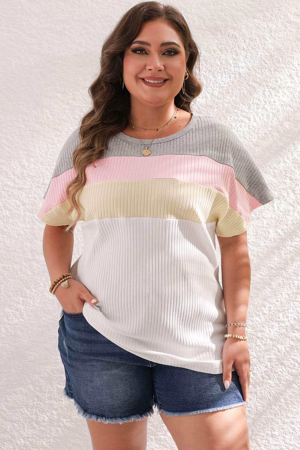 Stylish white batwing tee plus size
