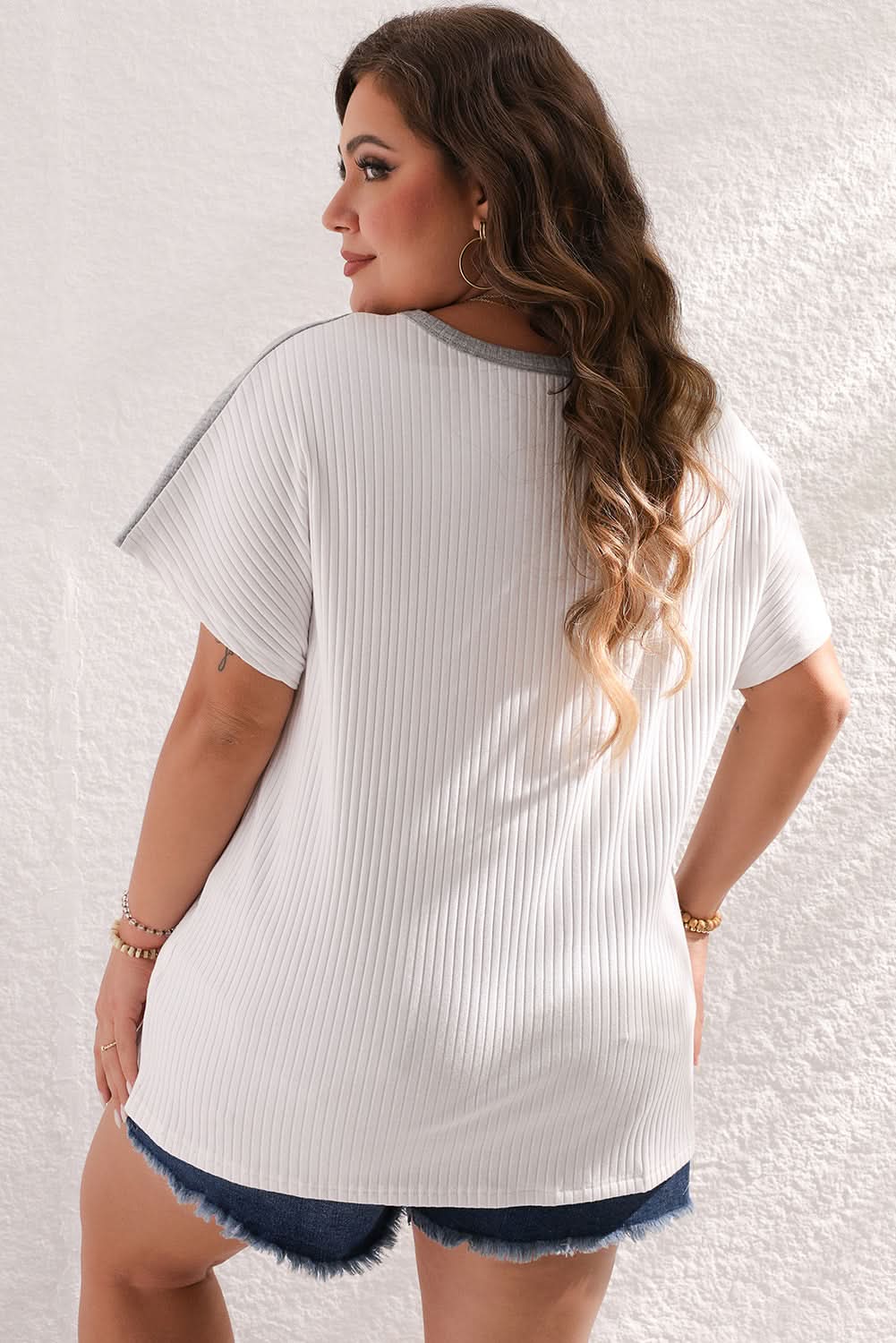 Stylish white batwing tee plus size