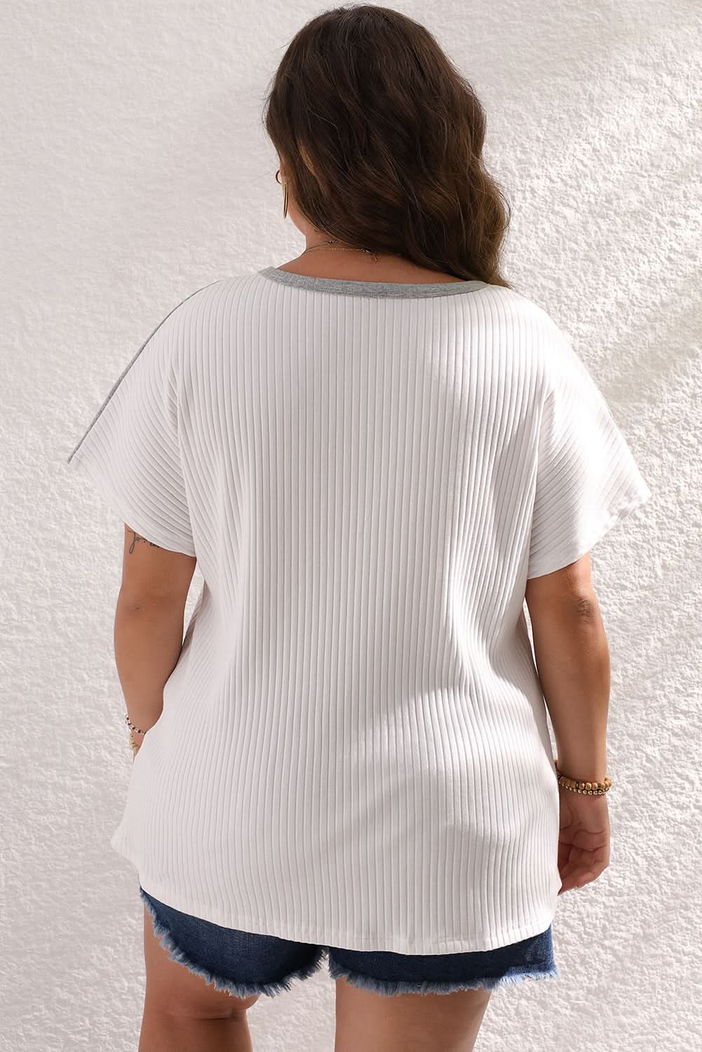 Stylish white batwing tee plus size