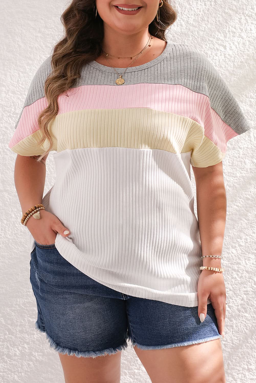 Stylish white batwing tee plus size