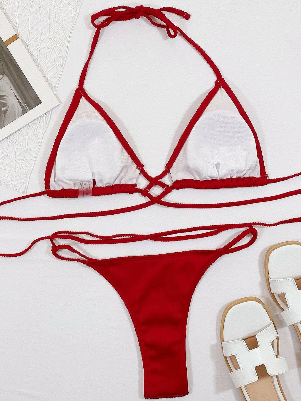 Trendy halter bikini set with high cut bottoms