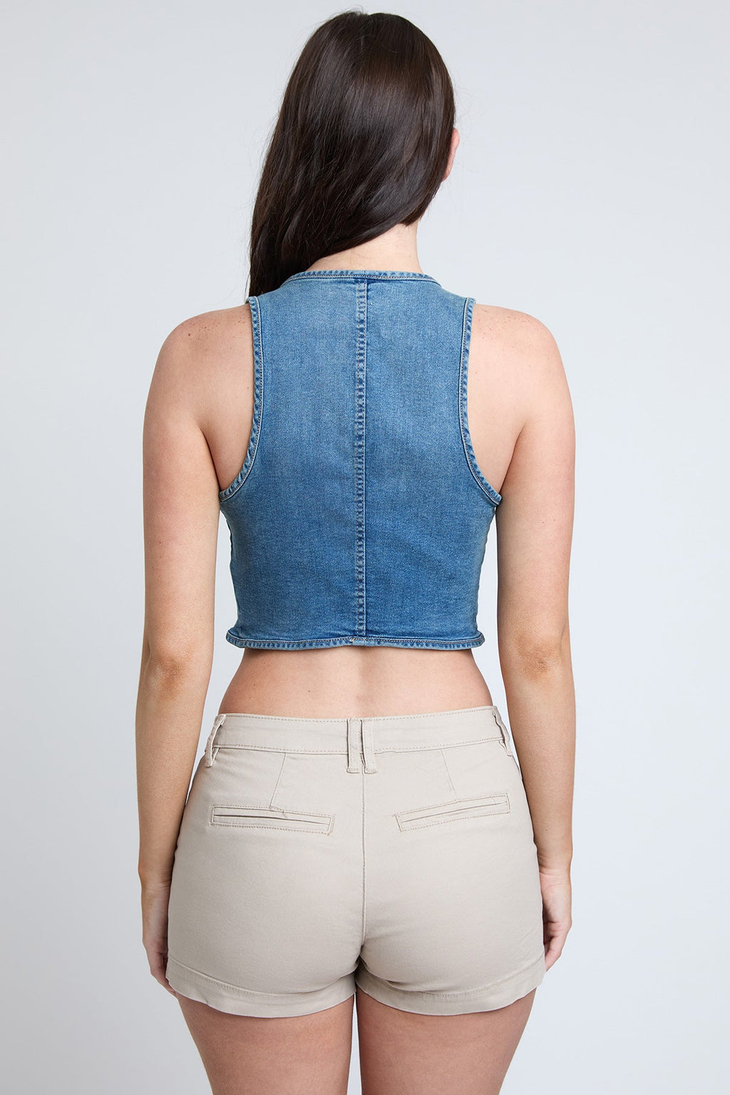 Women's Cropped Tie Front Vest
