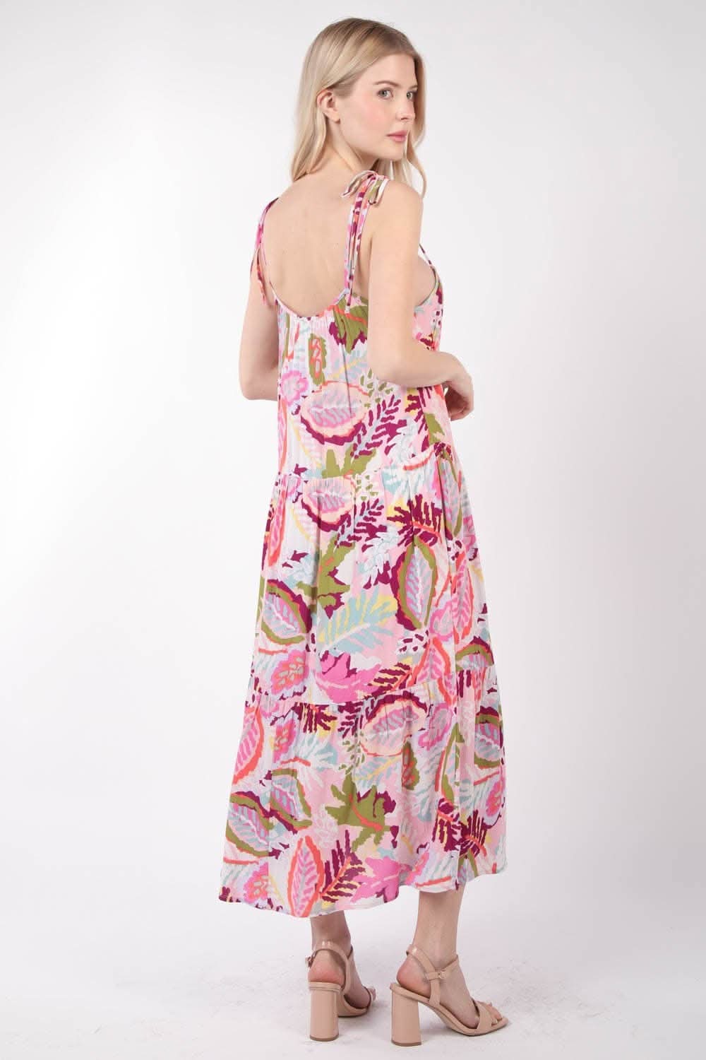 Very J Tropical Printed Cami Midi Dress for Summer Fun