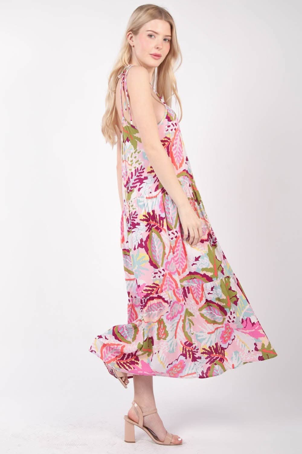 Very J Tropical Printed Cami Midi Dress for Summer Fun
