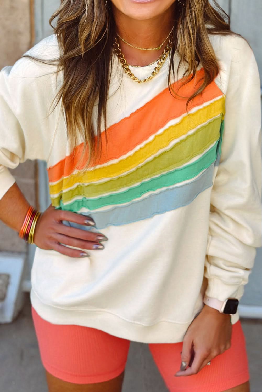 Vibrant plus size rainbow sweatshirt