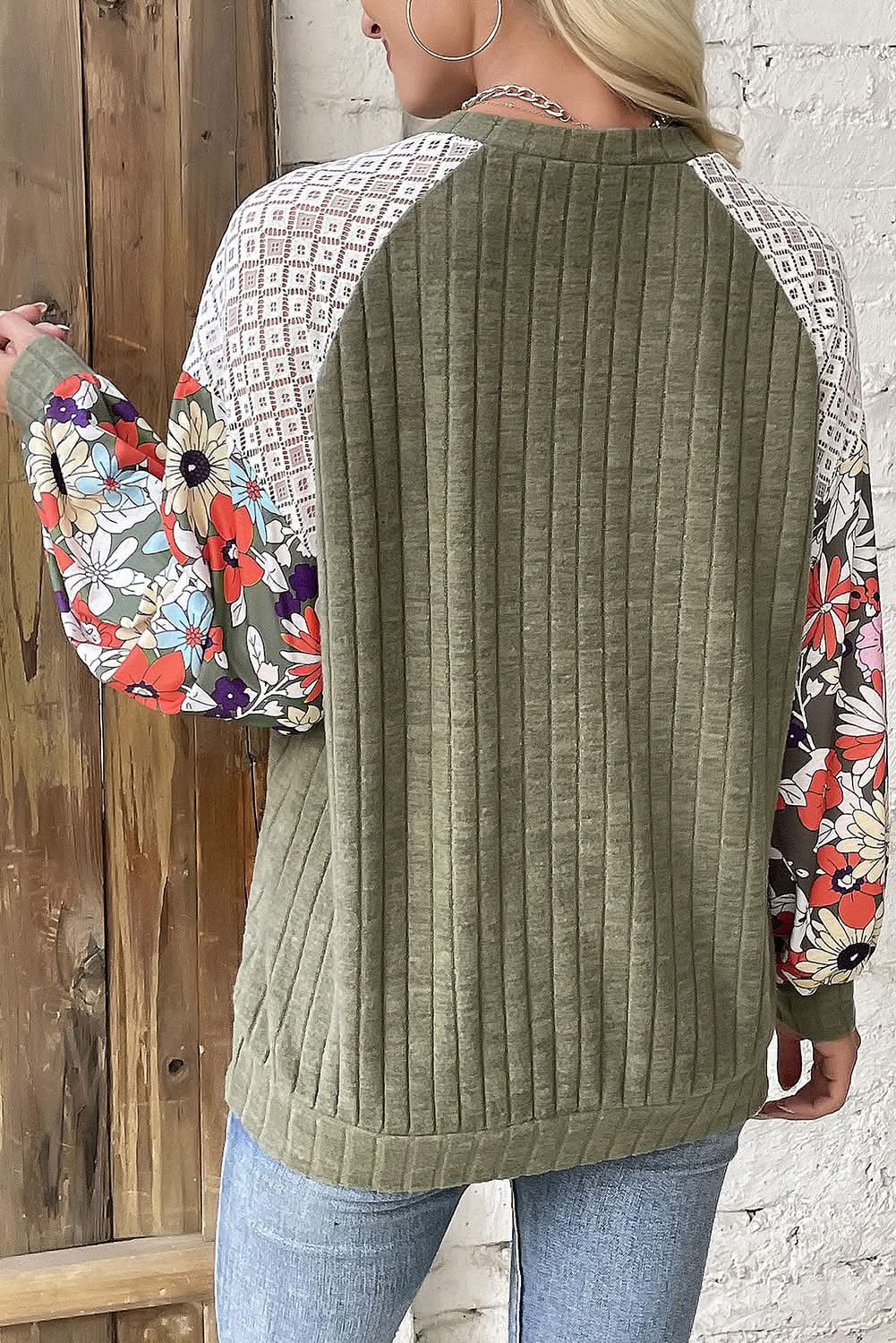 Vineyard green plus size floral blouse
