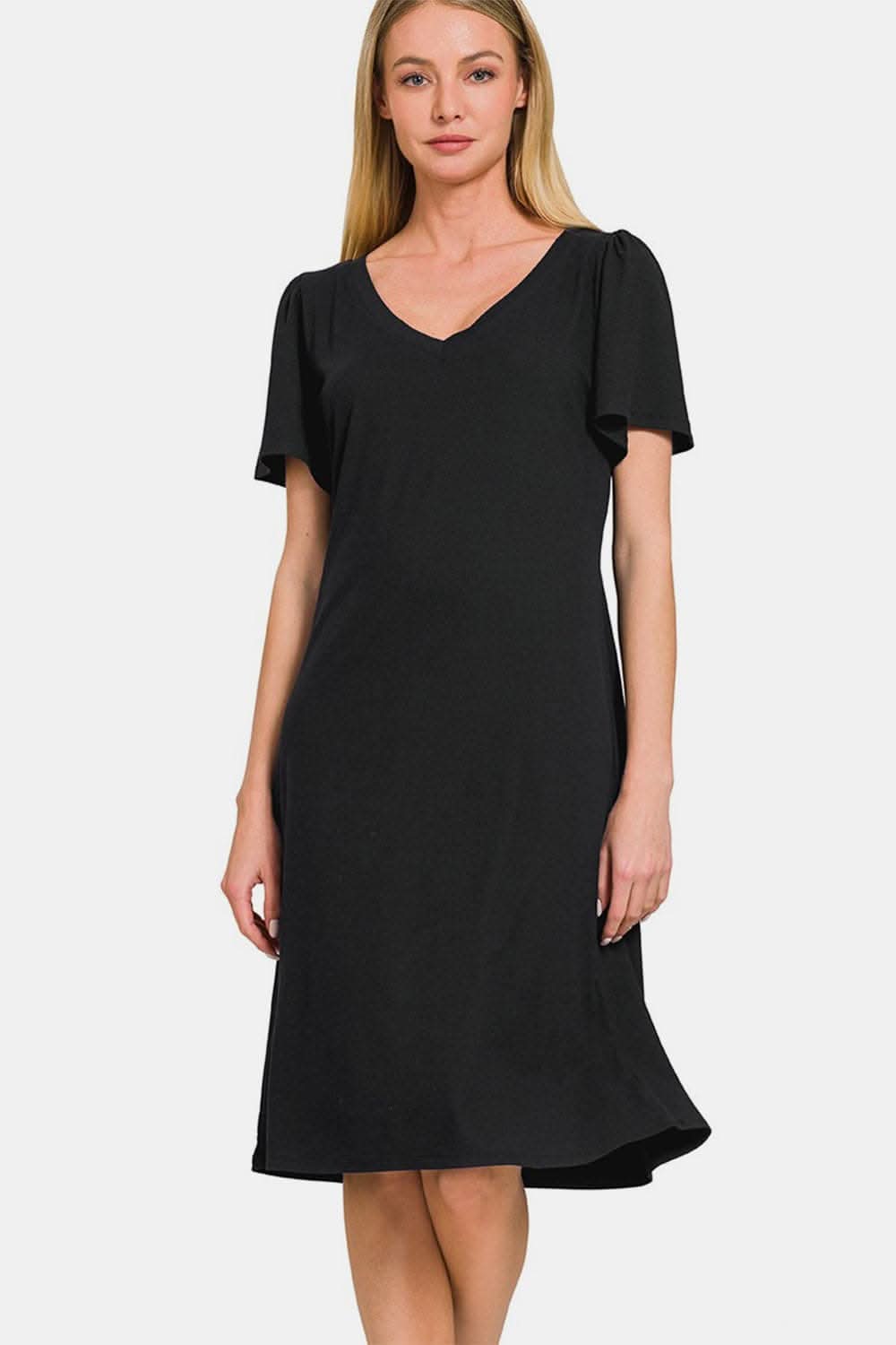 Zenana V-Neck Short Sleeve Dress for Effortless Elegance