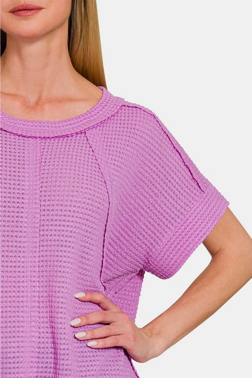 Zenana waffle-knit t-shirt