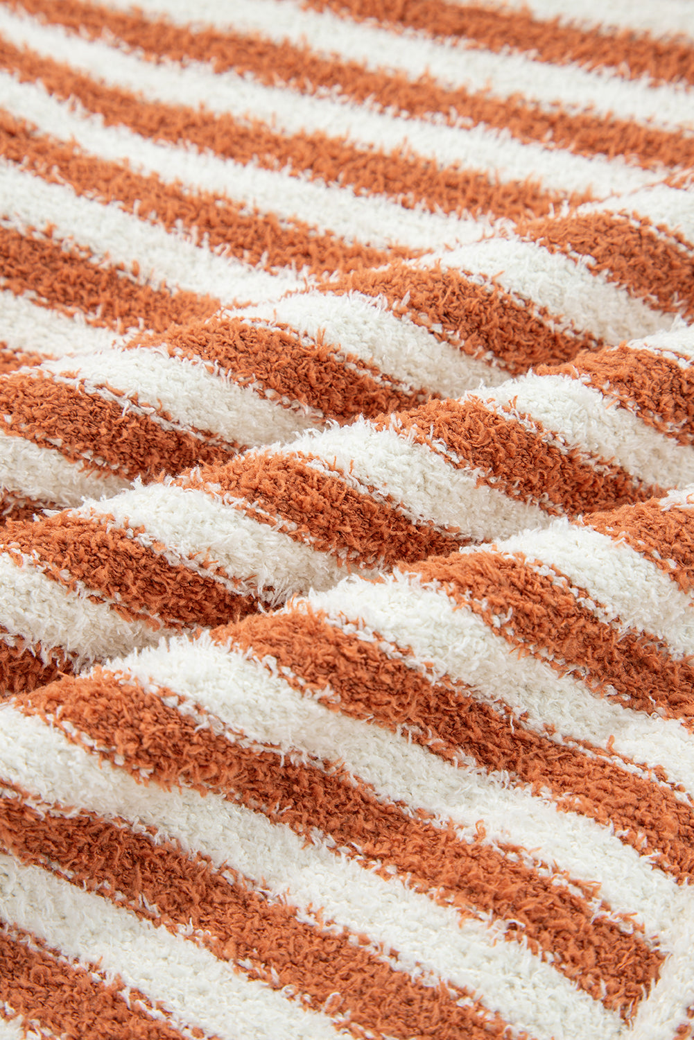 Orange Stripe Cowl Neck Drop Shoulder Sweater For Women