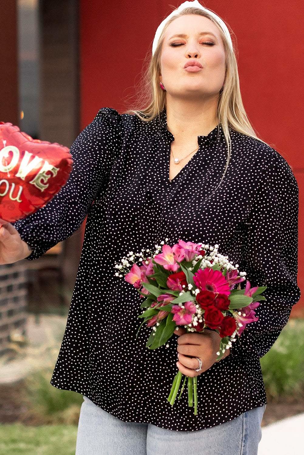 Black leopard print blouse - plus size