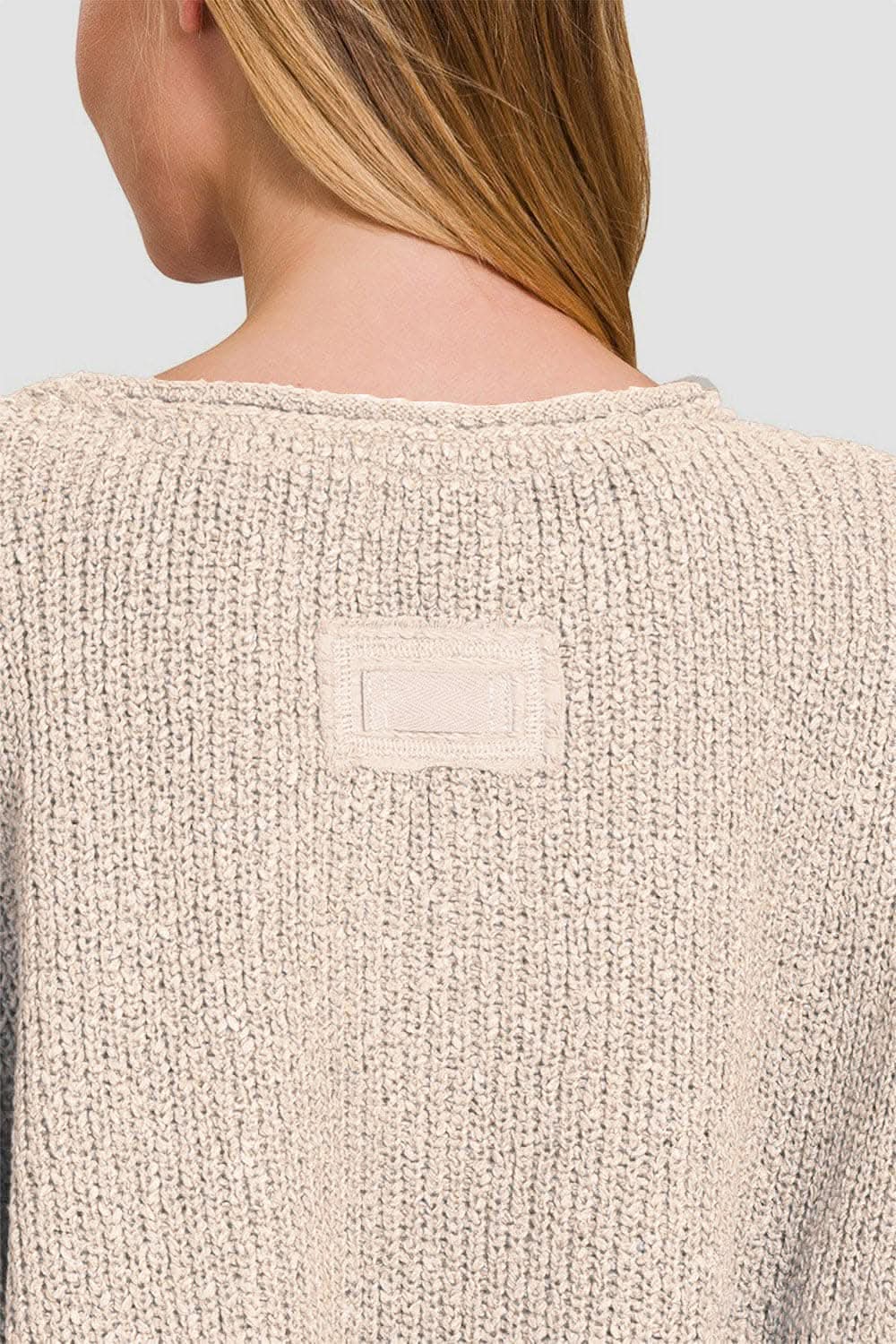 Zenana chic notched patch sweater