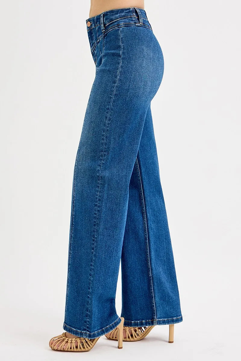 RISEN Seam Detail Wide Leg Jeans