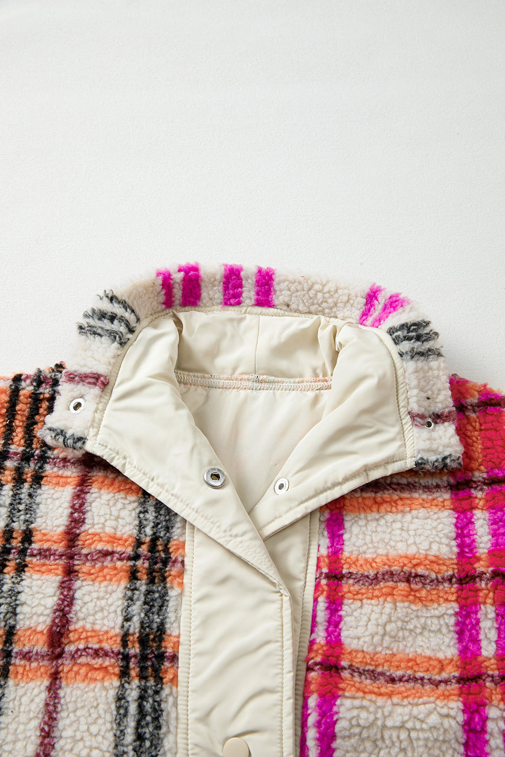 Rose Sherpa Plaid Jacket Vest