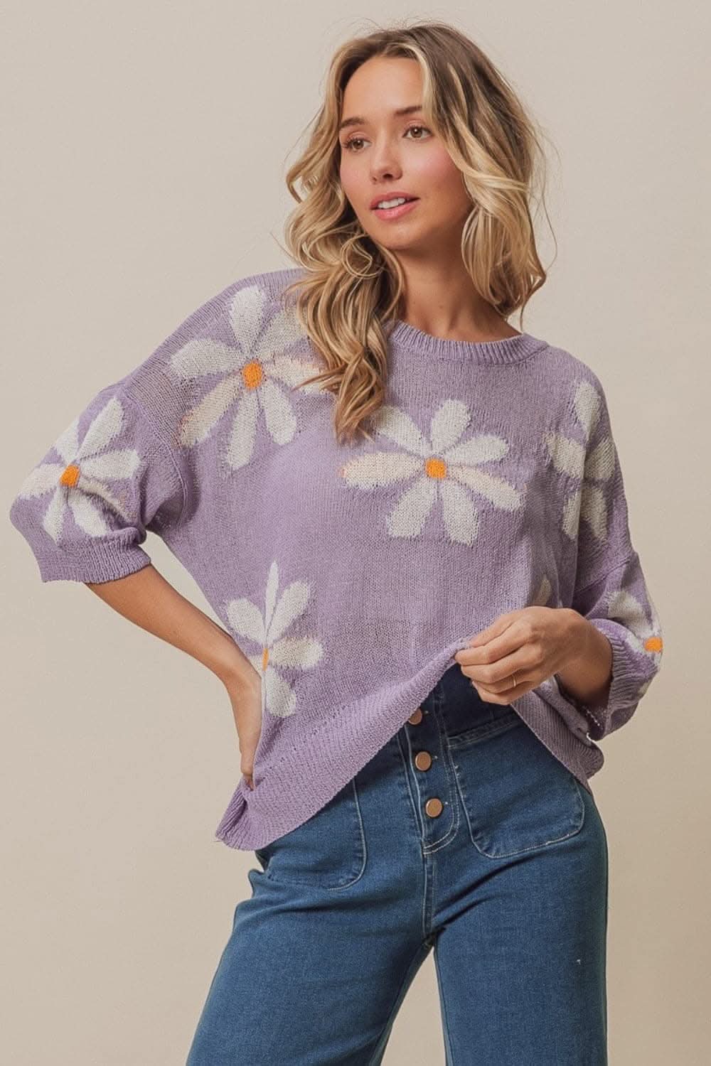 Floral elegance: The chic slit sweater by BiBi