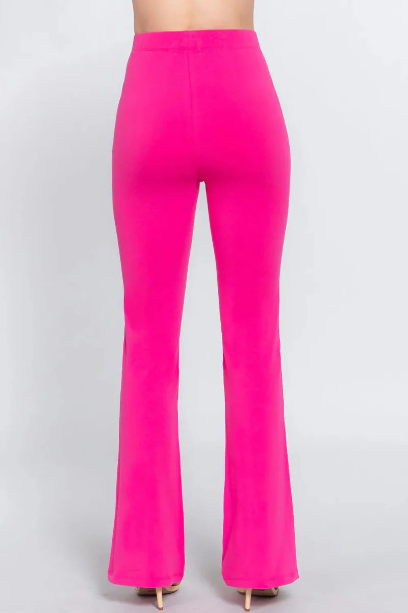 Trendsi Active Basic Slim Flare Yoga Pants - Hot Pink - Small