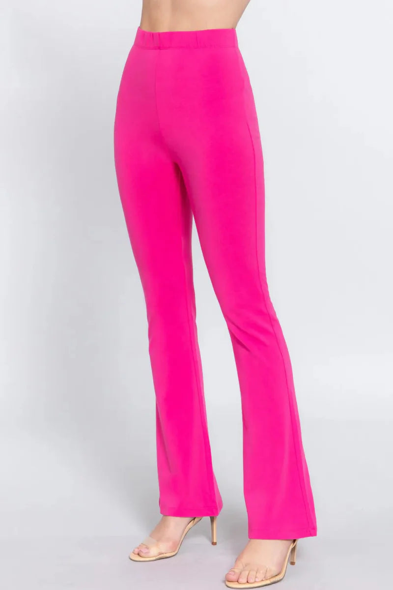 Trendsi Active Basic Slim Flare Yoga Pants - Hot Pink - Small