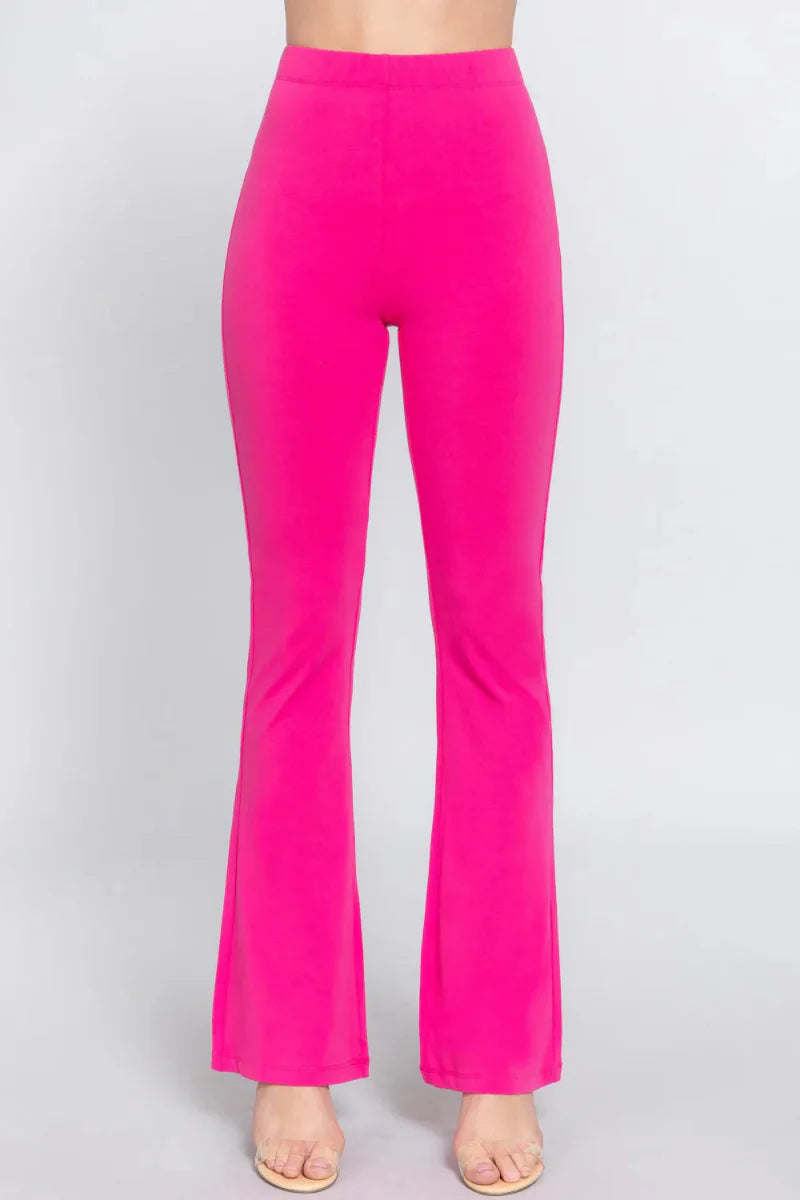 Trendsi Active Basic Slim Flare Yoga Pants - Hot Pink - Small