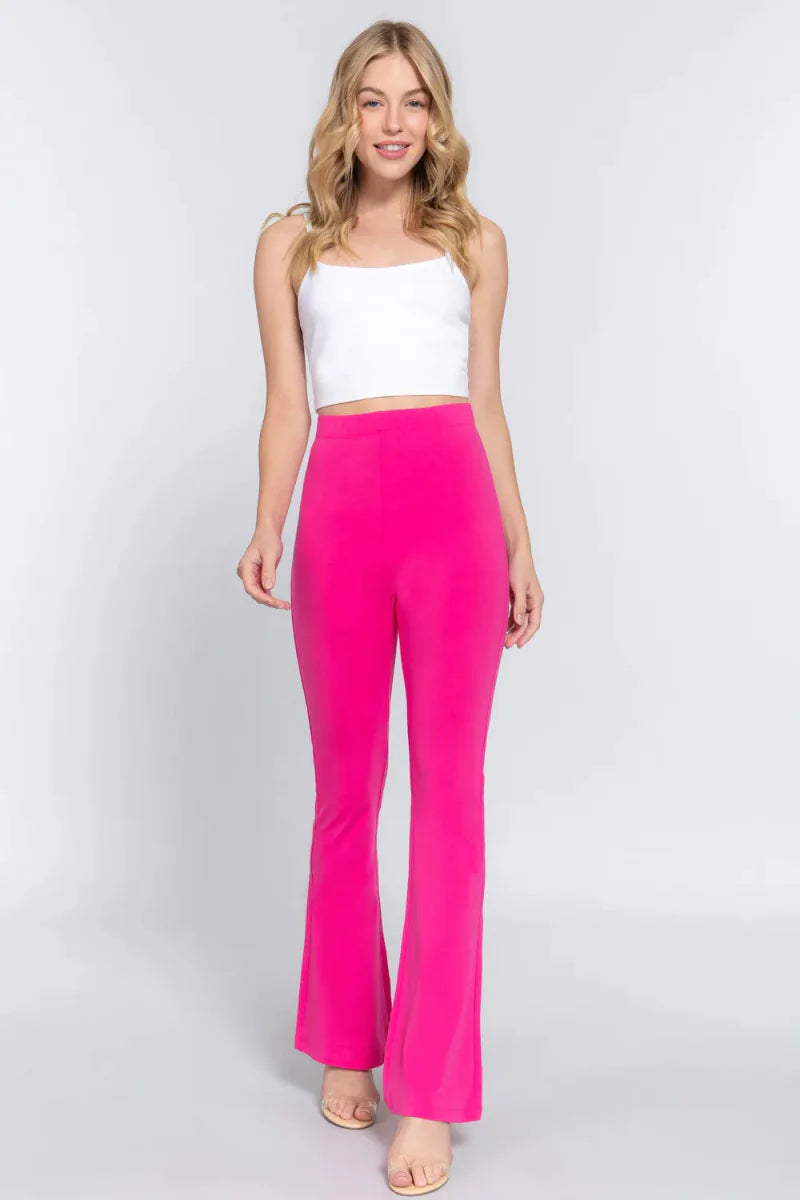 Trendsi Active Basic Slim Flare Yoga Pants - Hot Pink - Small