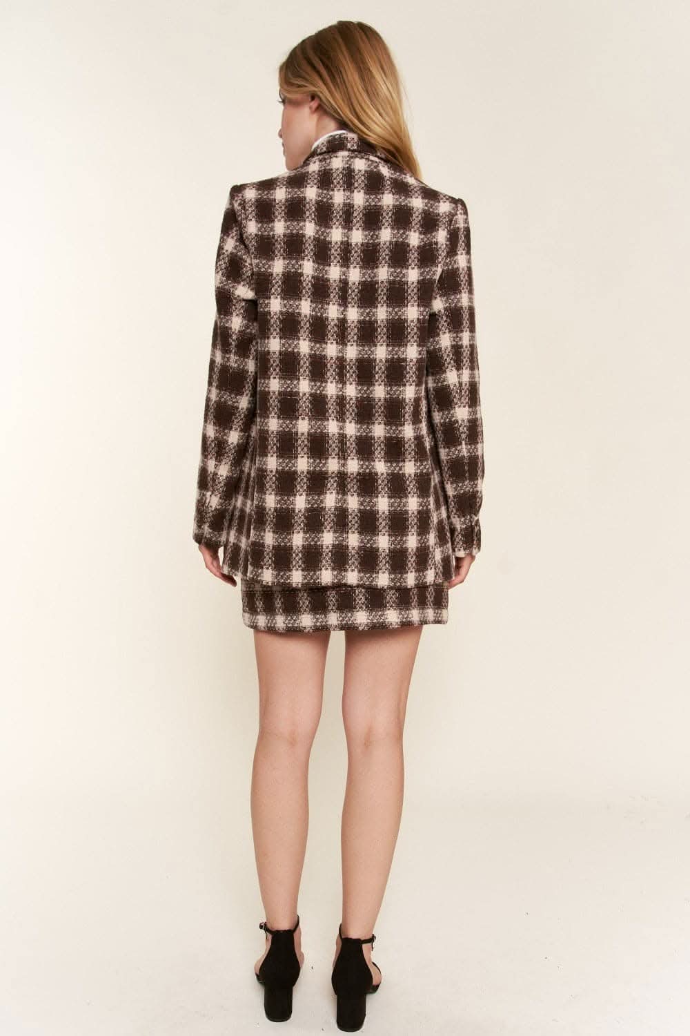 Plaid brushed blazer for women