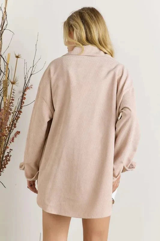 Trendsi ADORA Color Block Corduroy Shacket - Women's Apparel & Accessories