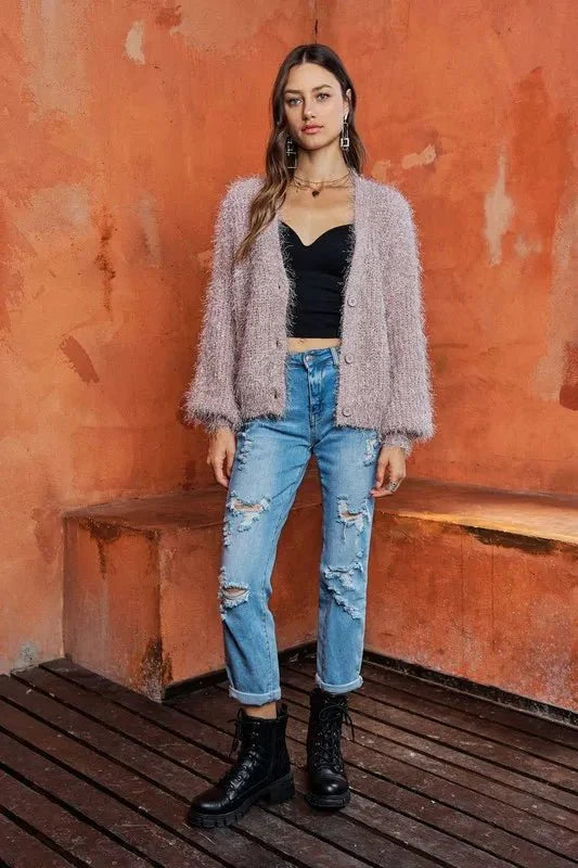 Trendsi ADORA Fuzzy Sweater Cardigan - LoveSalve, Cozy Knit Apparel & Accessories