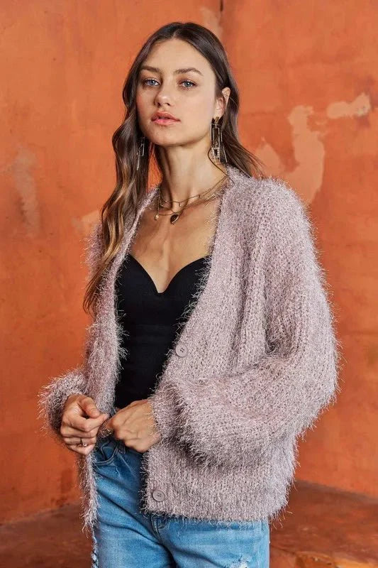 Trendsi ADORA Fuzzy Sweater Cardigan - LoveSalve, Cozy Knit Apparel & Accessories